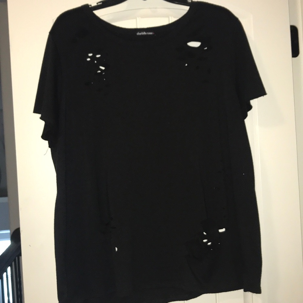Black distressed tee